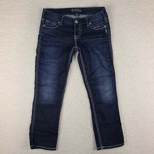 Silver Jeans Womens 29 Blue‎ Frances Capri Low Rise Dark Wash Denim